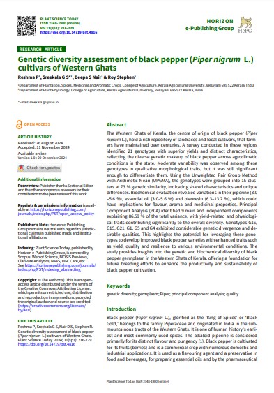 Genetic diversity assessment of black pepper (Piper nigrum L ...